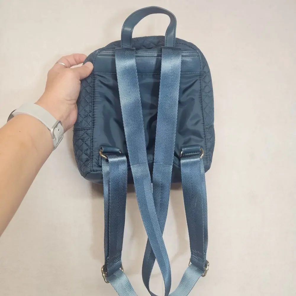 Cynthia Rowley Quilted Mini Backpack Blue Teal Gold Hardware Small Purse